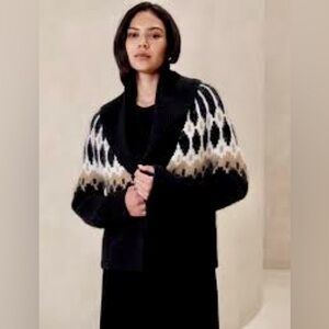 NWT Banana Republic Factory Open Shawl Collar Fair Isle Sweater size XS